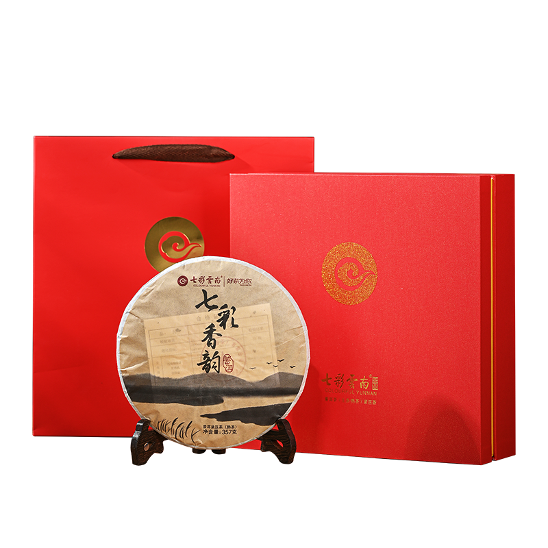 七彩云南普洱茶七彩香韵熟茶礼盒357g